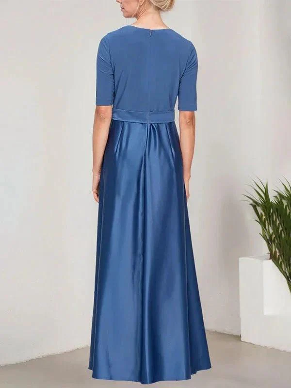 Surplice Neckline Ballgown with Full Satin Skirt & Jersey Bodice - Image 2