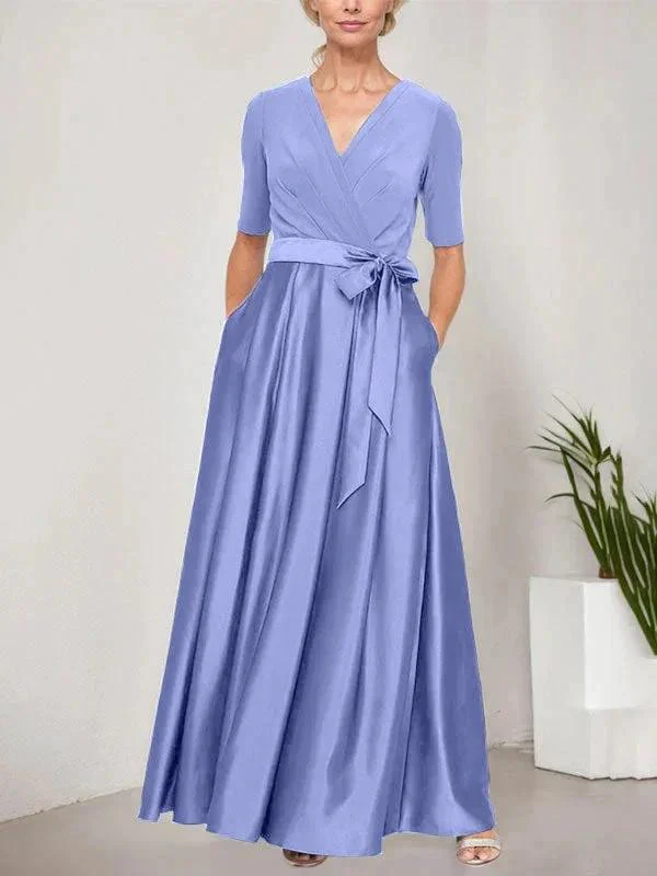 Surplice Neckline Ballgown with Full Satin Skirt & Jersey Bodice - Image 22