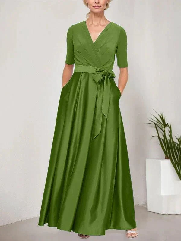 Surplice Neckline Ballgown with Full Satin Skirt & Jersey Bodice - Image 27