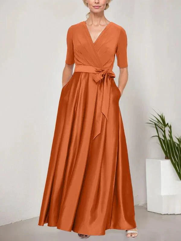 Surplice Neckline Ballgown with Full Satin Skirt & Jersey Bodice - Image 28