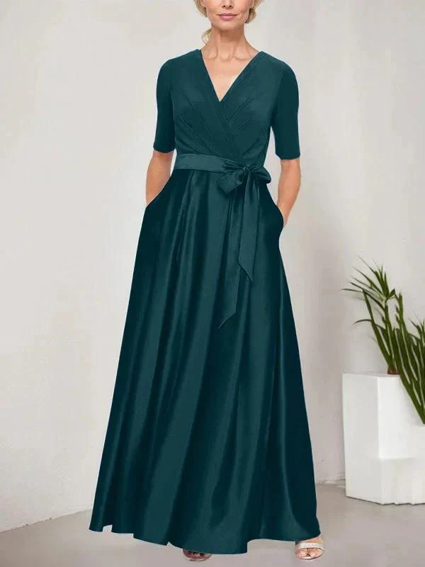 Surplice Neckline Ballgown with Full Satin Skirt & Jersey Bodice - Image 29