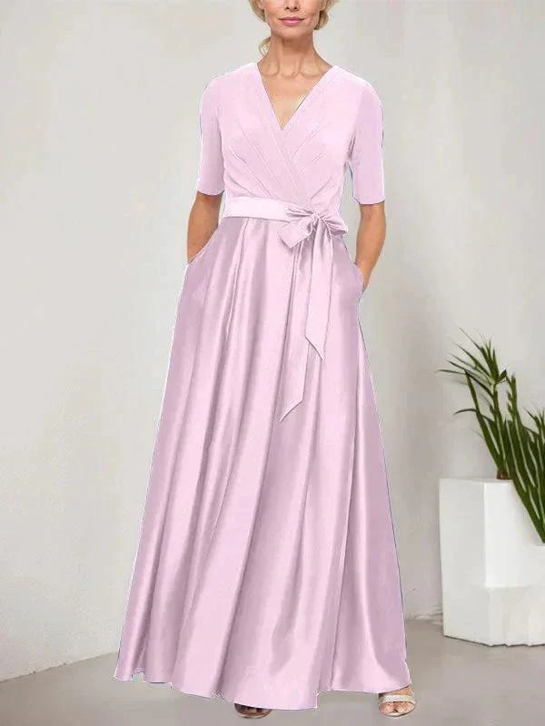 Surplice Neckline Ballgown with Full Satin Skirt & Jersey Bodice - Image 31