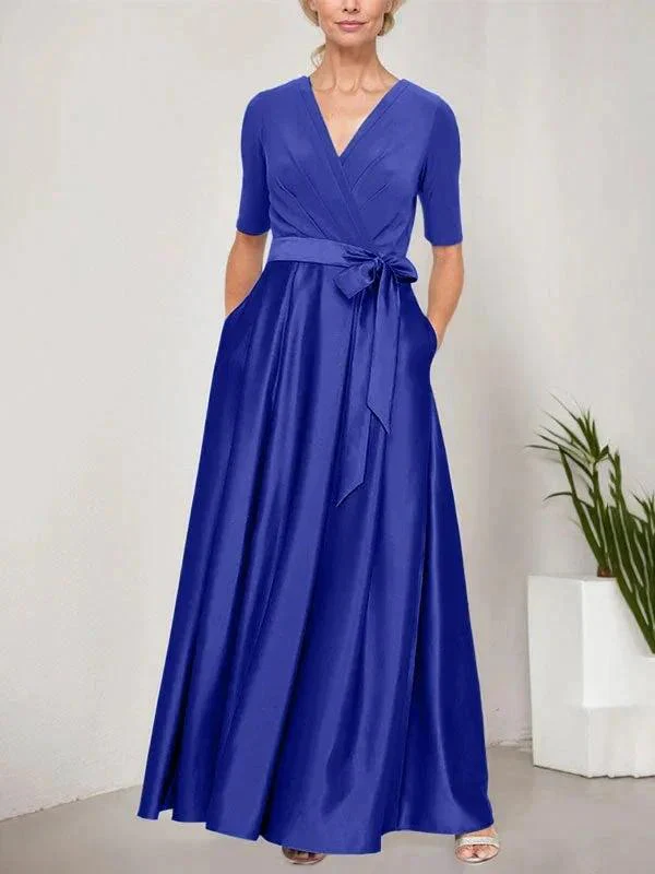 Surplice Neckline Ballgown with Full Satin Skirt & Jersey Bodice - Image 35