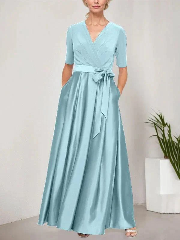 Surplice Neckline Ballgown with Full Satin Skirt & Jersey Bodice - Image 38