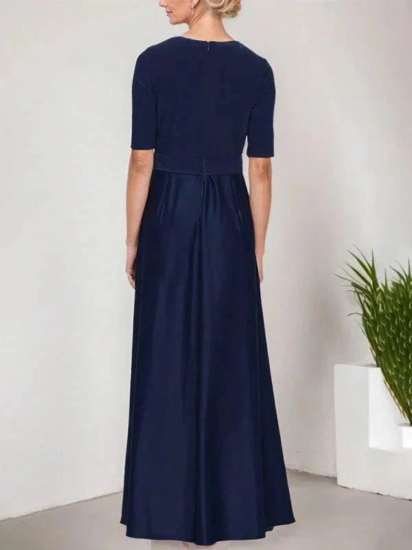 Surplice Neckline Ballgown with Full Satin Skirt & Jersey Bodice - Image 4