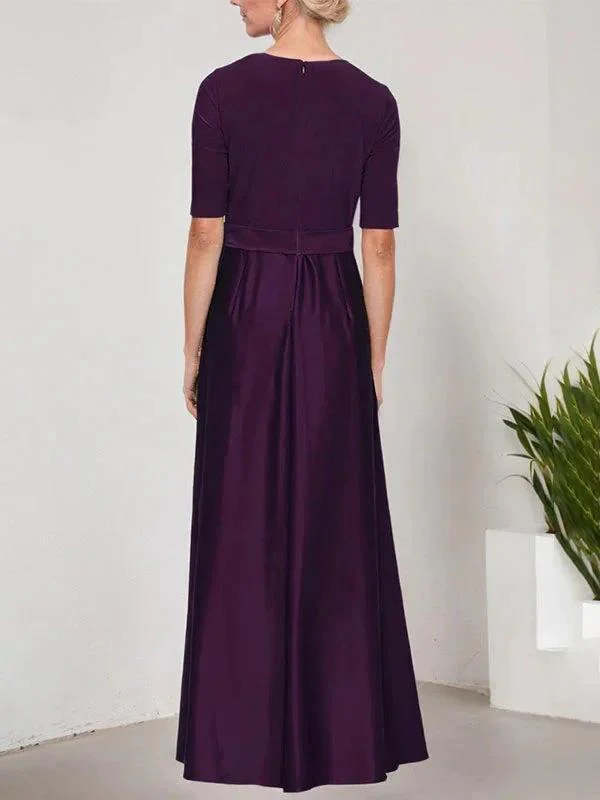 Surplice Neckline Ballgown with Full Satin Skirt & Jersey Bodice - Image 6