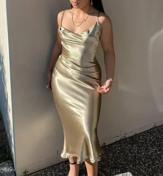 Suspender satin sexy retro evening dress for women backless strappy party tight dress Y4133 - Image 5