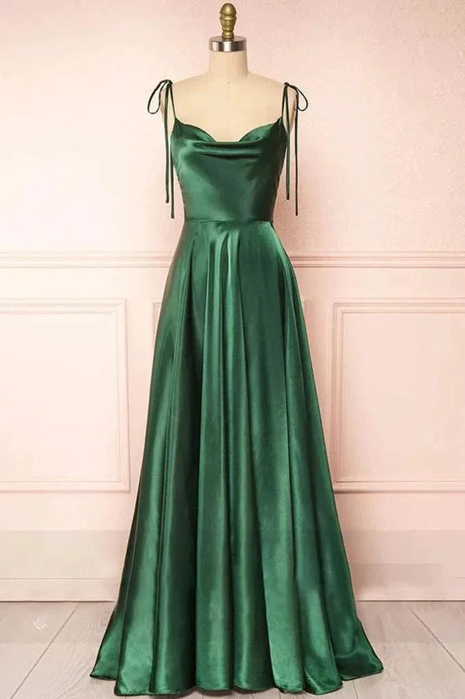 Sweet A-line Cowl Neck Silk Long Prom Dress - Image 4