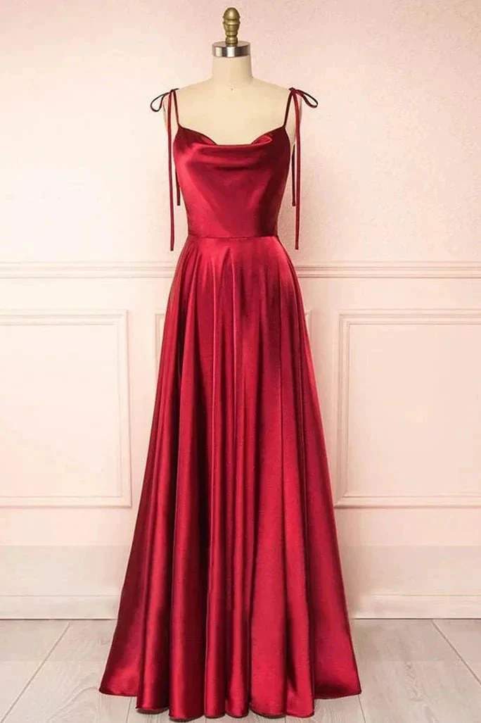 Sweet A-line Cowl Neck Silk Long Prom Dress - Image 6