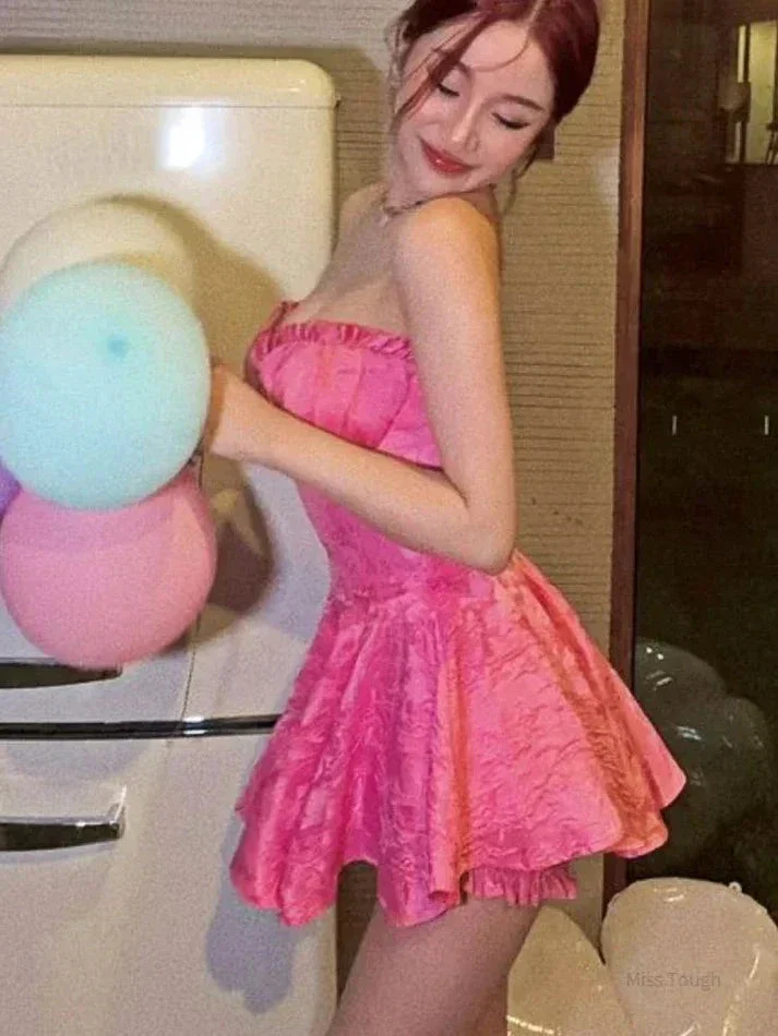 Sweet Pink A Line Strapless Short Homecoming Dress Y7753 - Image 4