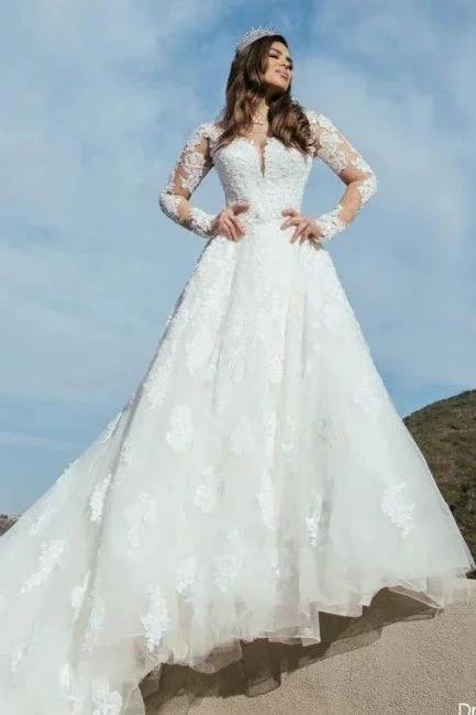 Sweetheart A-Line Floor-Length Appliques Wedding Dress with Tulle - Image 3