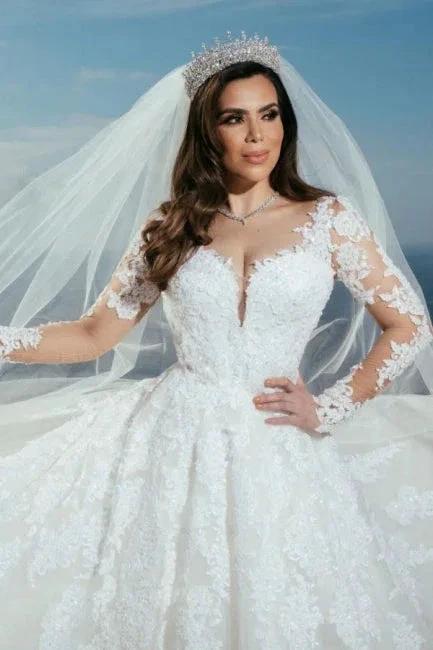 Sweetheart A-Line Floor-Length Appliques Wedding Dress with Tulle - Image 4