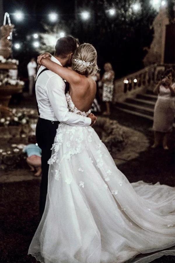 Sweetheart A-line Wedding Dresses Tulle Appliqued Gowns  WD466 - Image 7