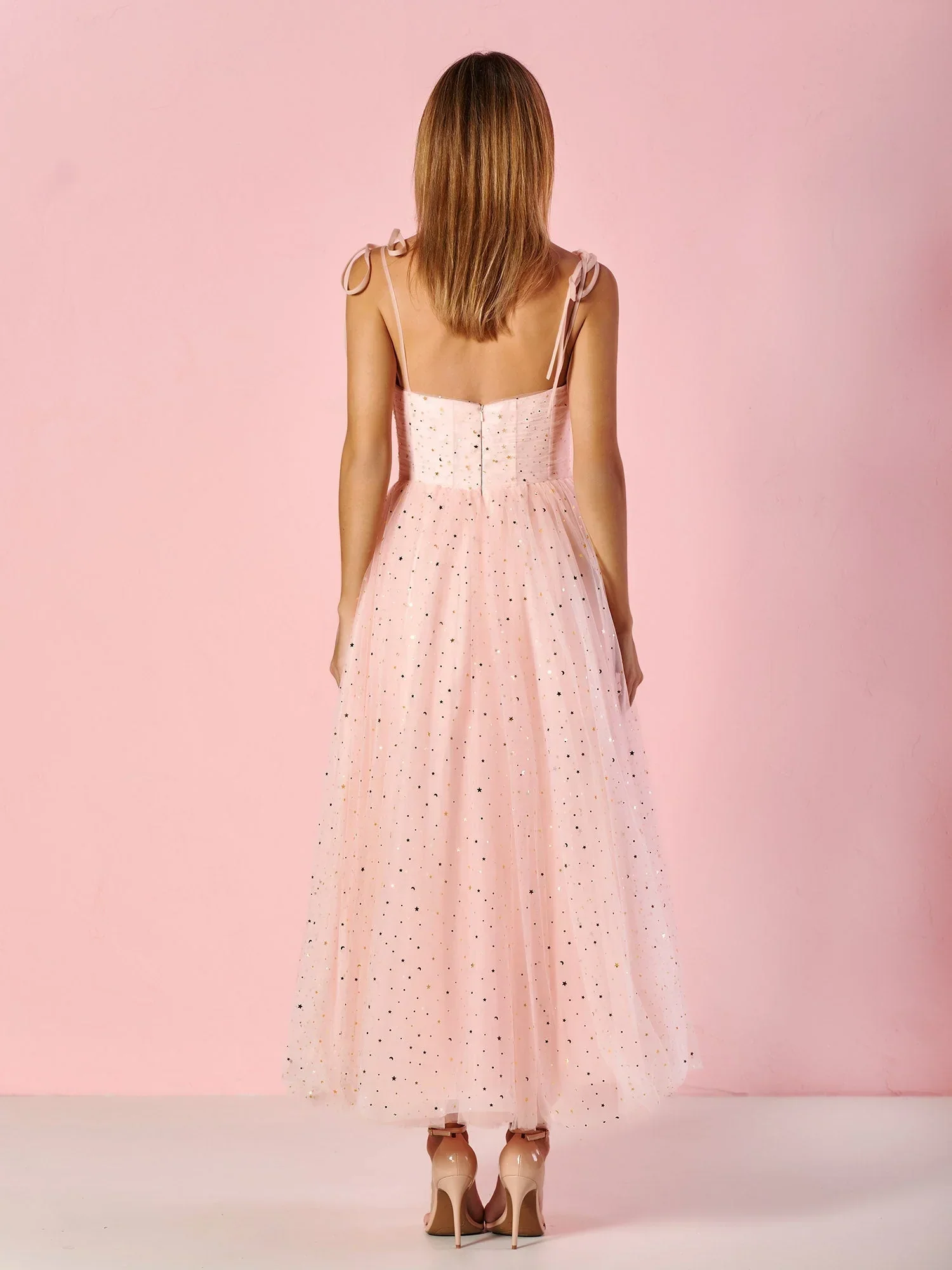 Sweetheart Neckline Starlit Cloar Maxi Length Tulle Prom Dress - Image 2