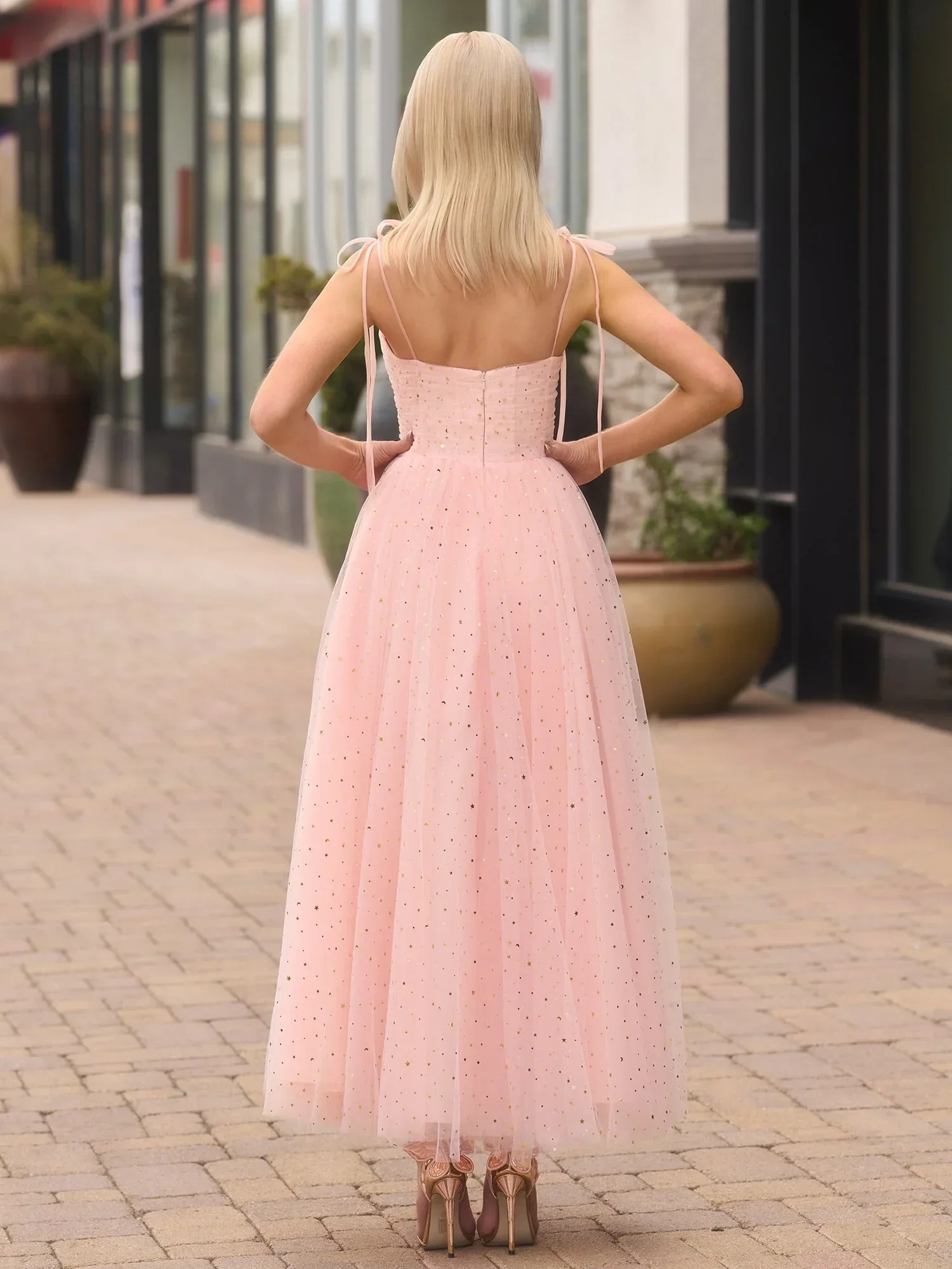 Sweetheart Neckline Starlit Cloar Maxi Length Tulle Prom Dress - Image 4