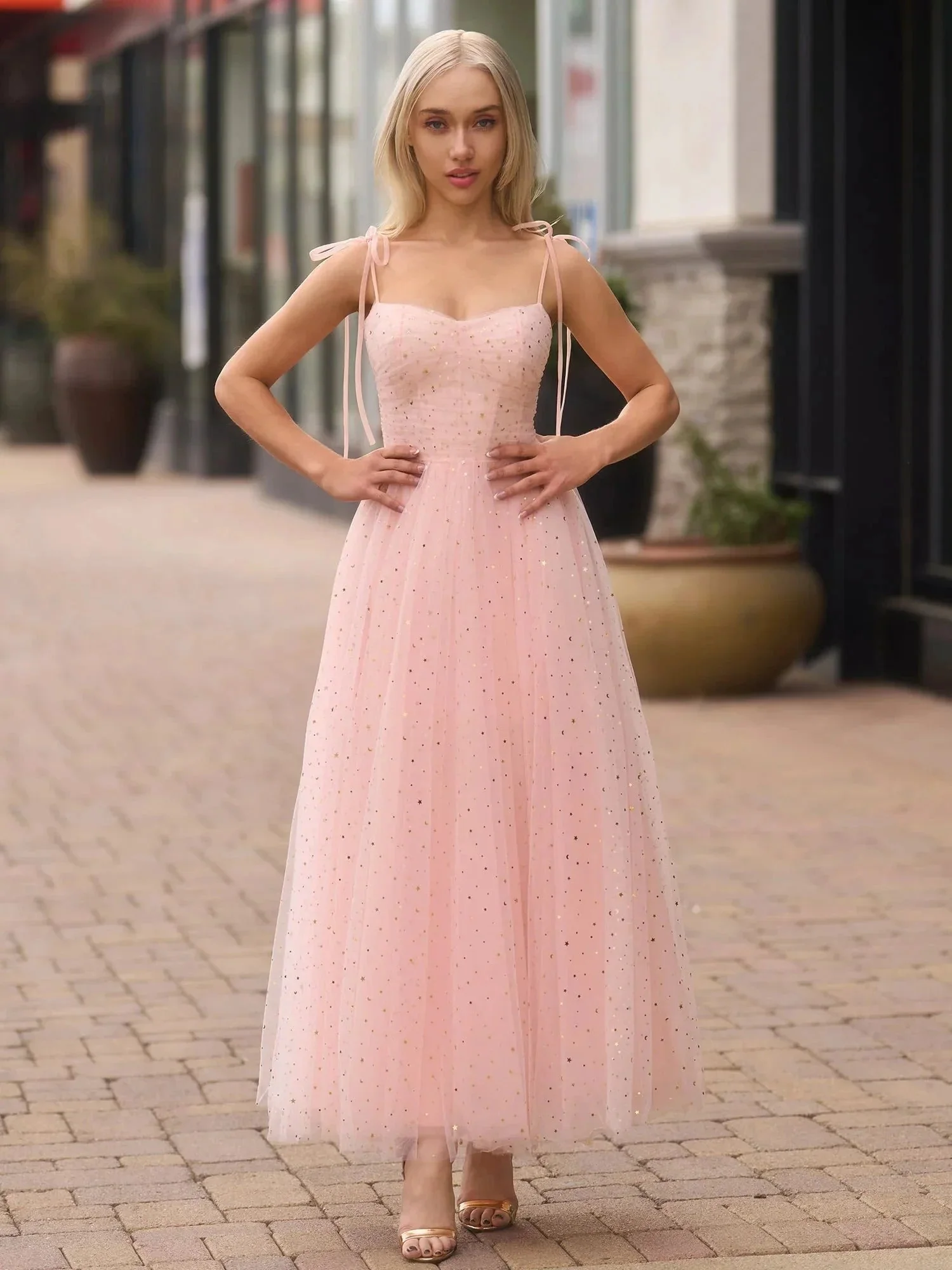 Sweetheart Neckline Starlit Cloar Maxi Length Tulle Prom Dress - Image 6