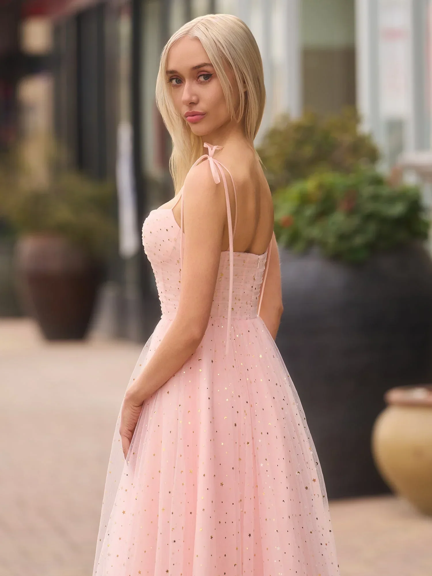 Sweetheart Neckline Starlit Cloar Maxi Length Tulle Prom Dress - Image 7