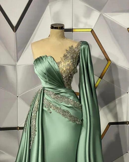 Sweetheart Appliques Ruffles Floor-length Mermaid Prom Dress With Side Train - Image 2