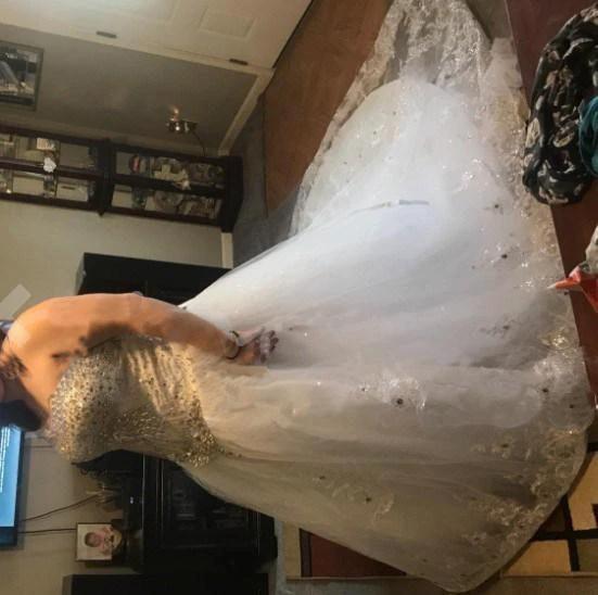Sweetheart Ball Gown Watteau Train Wedding Dress with Appliques Beading WD022 - Image 2
