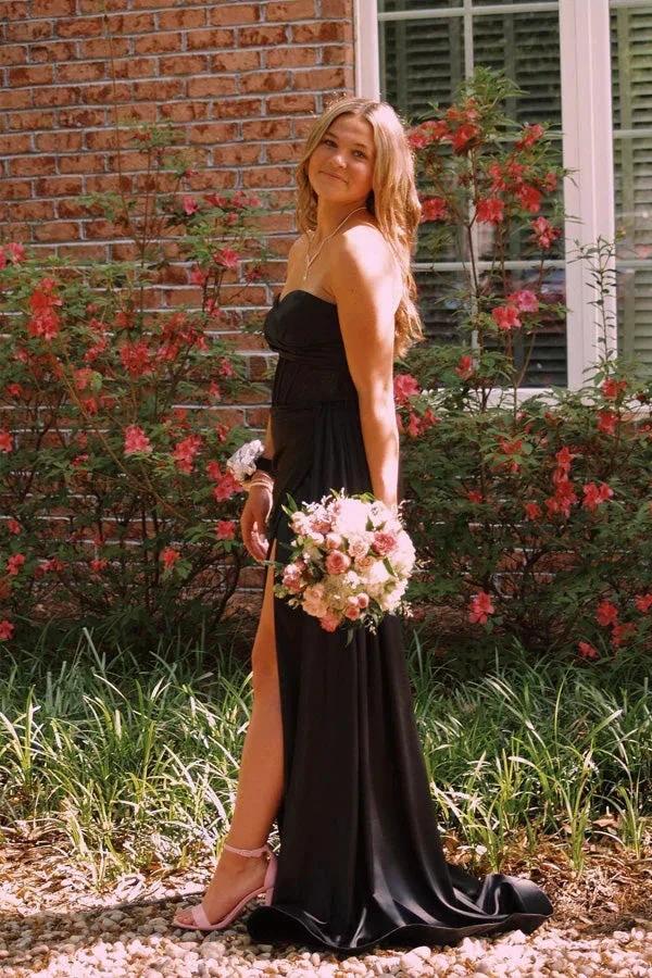 Sweetheart Black Corset Long Prom Dress With Split PSK593 - Image 3