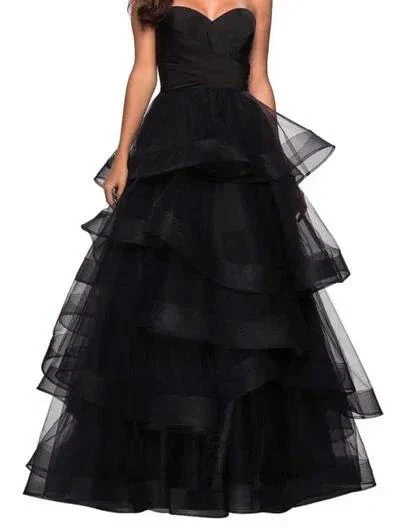 Sweetheart Black Rufflue Long Prom Evening Dress Y1624 - Image 2
