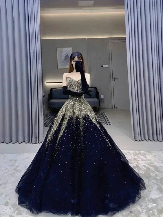 Sweetheart Blue Tulle Ball Gown Sparkly Sweet 16 Dress Y102 - Image 2