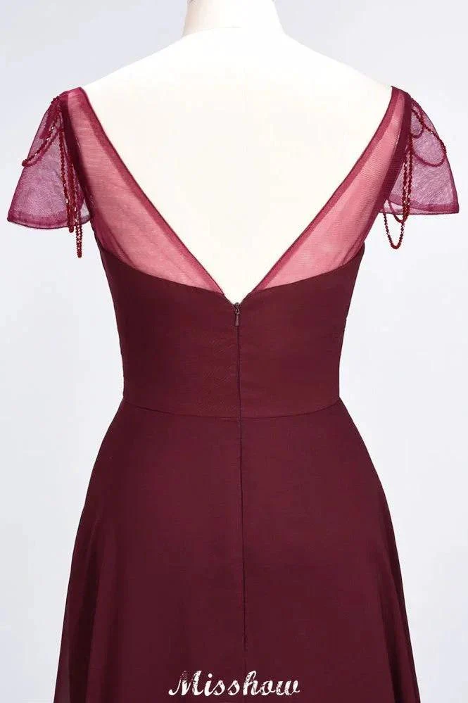 Sweetheart Cap-Sleeves Ruffle Floor-Length Bridesmaid Dress with Beadings Moher if the Bride Dresses - Image 5