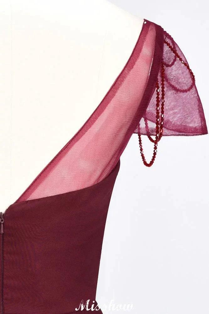 Sweetheart Cap-Sleeves Ruffle Floor-Length Bridesmaid Dress with Beadings Moher if the Bride Dresses - Image 6