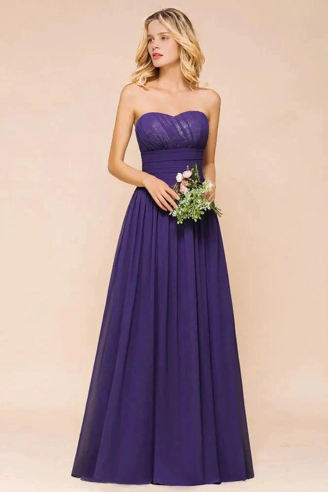 Sweetheart Chiffon Garden Bridesmaid Dress Strapless Party Dress - Image 3