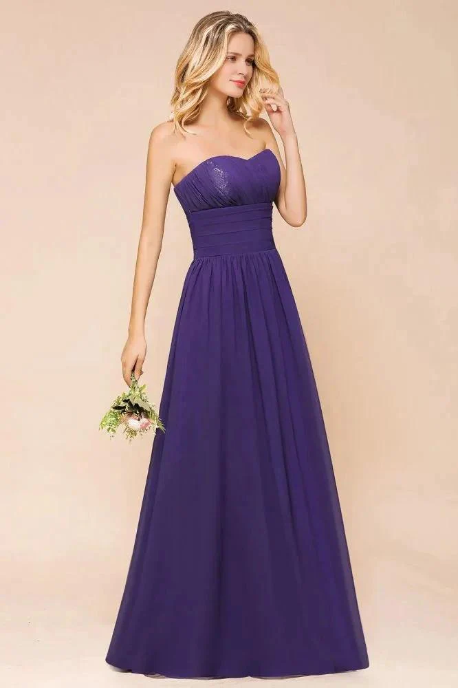 Sweetheart Chiffon Garden Bridesmaid Dress Strapless Party Dress - Image 4