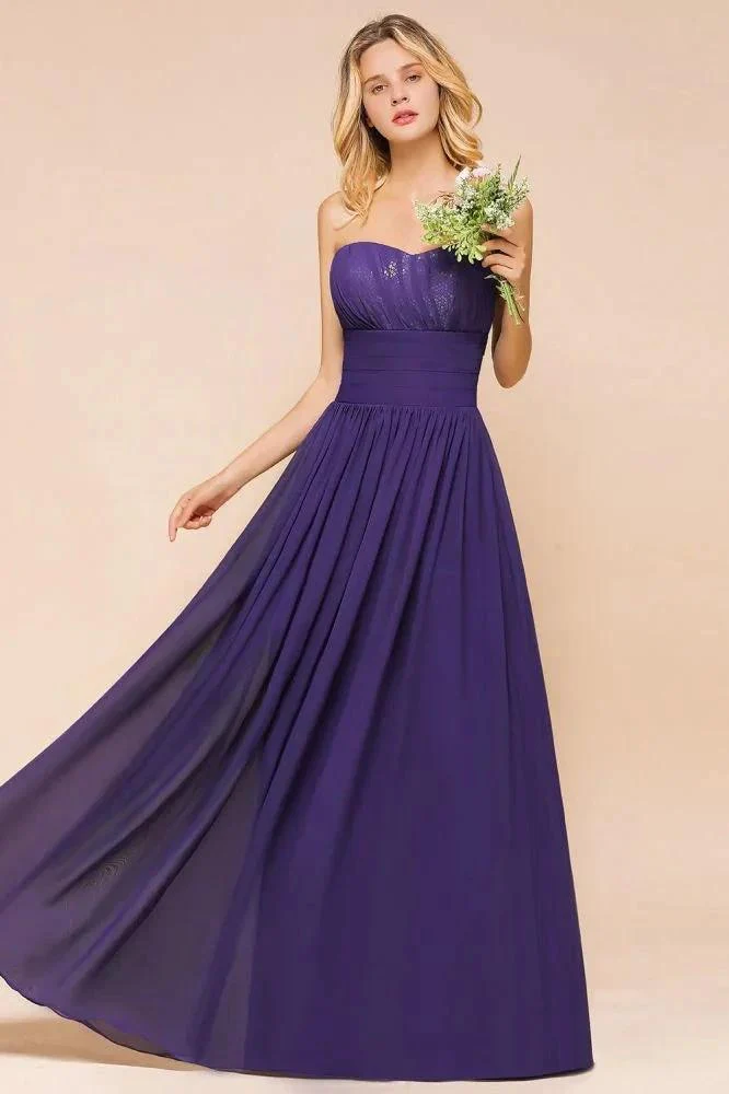 Sweetheart Chiffon Garden Bridesmaid Dress Strapless Party Dress - Image 5