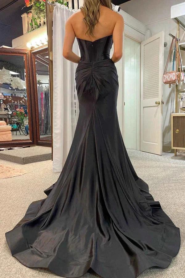 Sweetheart Cut Mermaid Black Long Prom Dress with Slit PSK533 - Image 3