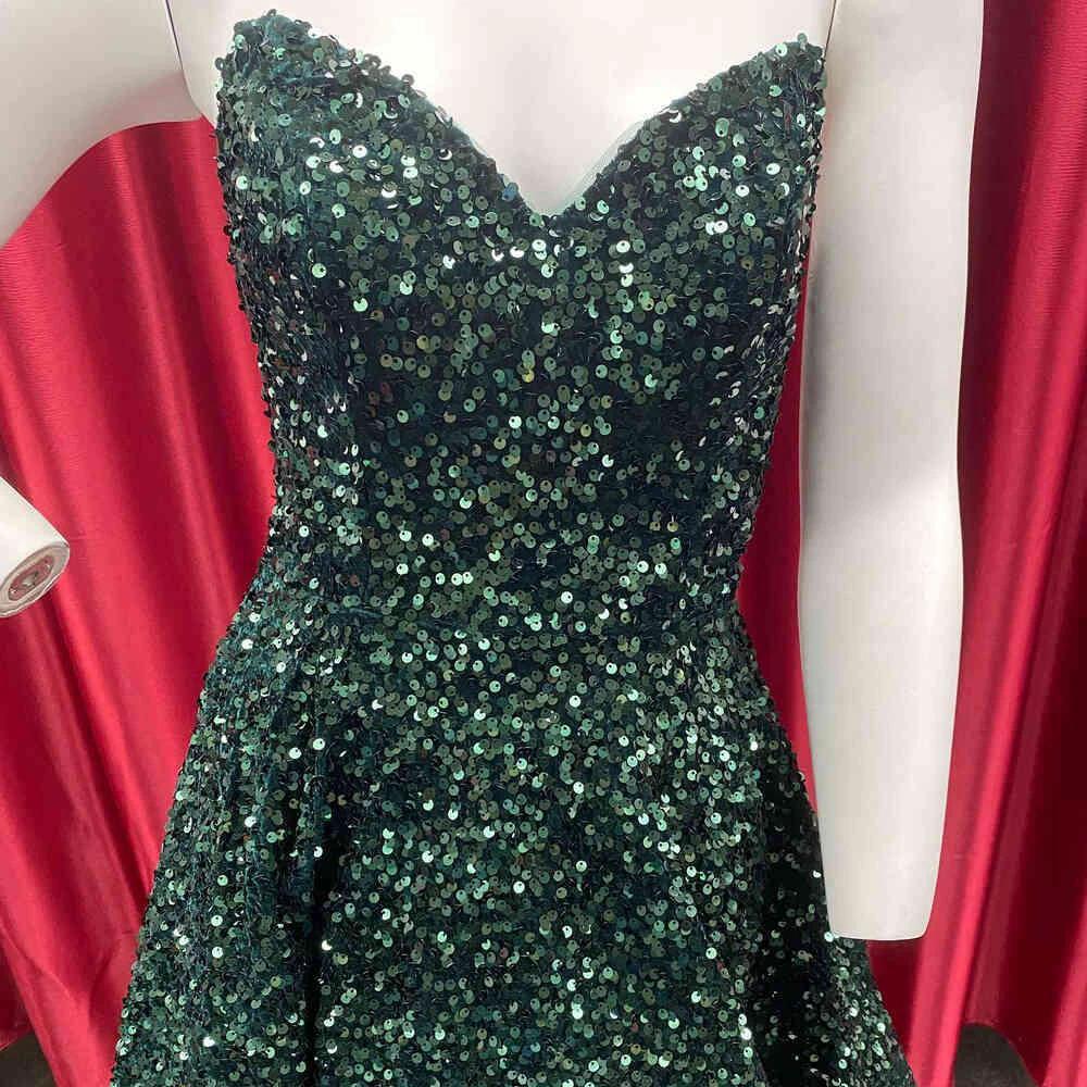 Sweetheart Dark Green Sequins A-Line Homecoming Dress Y1409 - Image 2