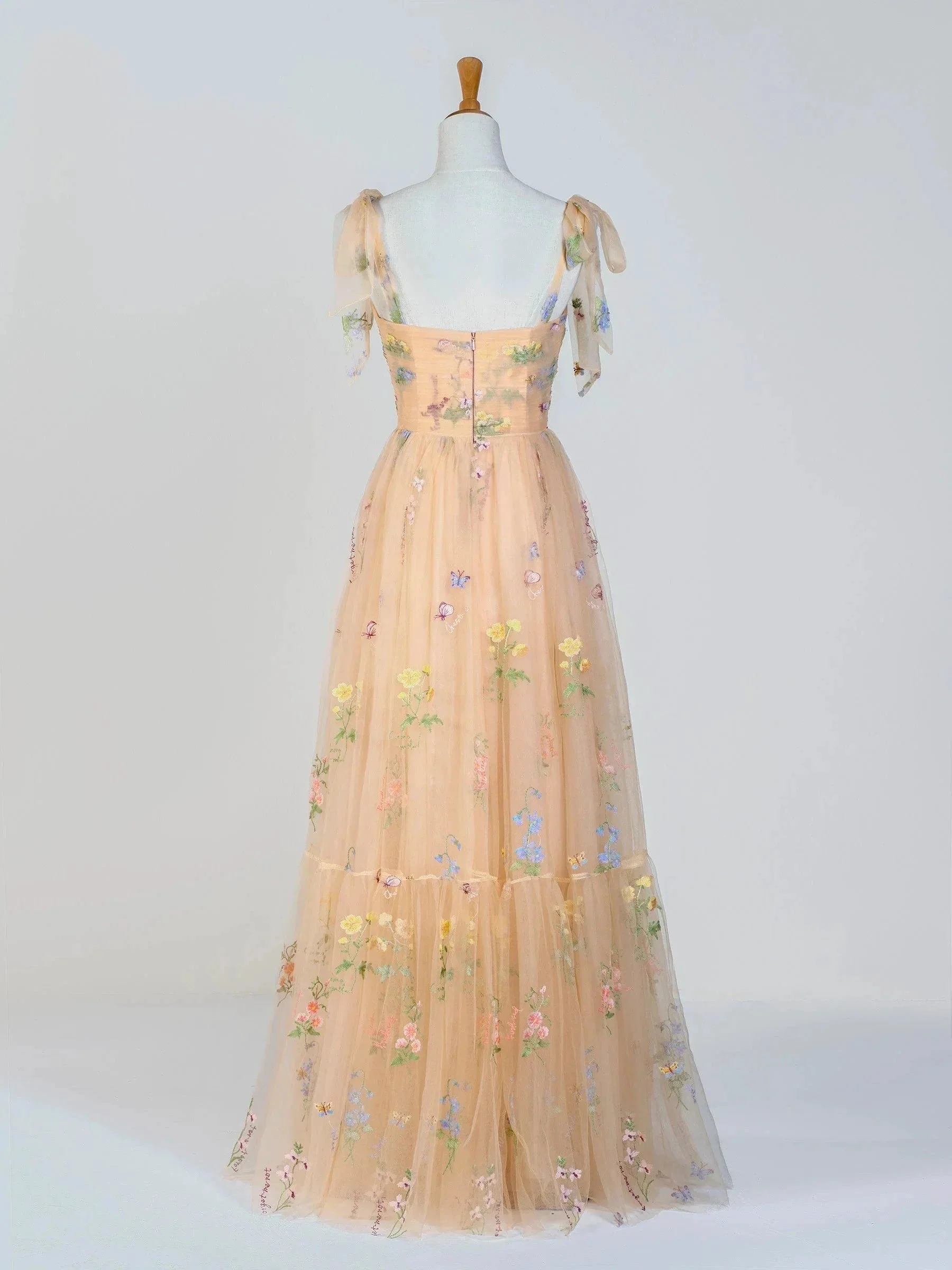 Sweetheart Neck Floor Length Tulle Embroidery Floral Prom Dress - Image 4