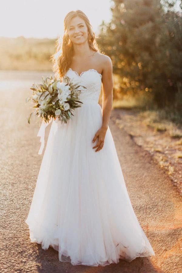 Sweetheart Floor-Length Ivory Wedding Dress with Lace WD059 - Image 2