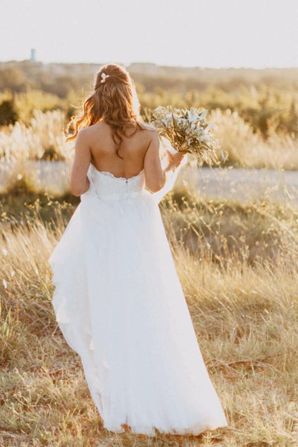 Sweetheart Floor-Length Ivory Wedding Dress with Lace WD059 - Image 3