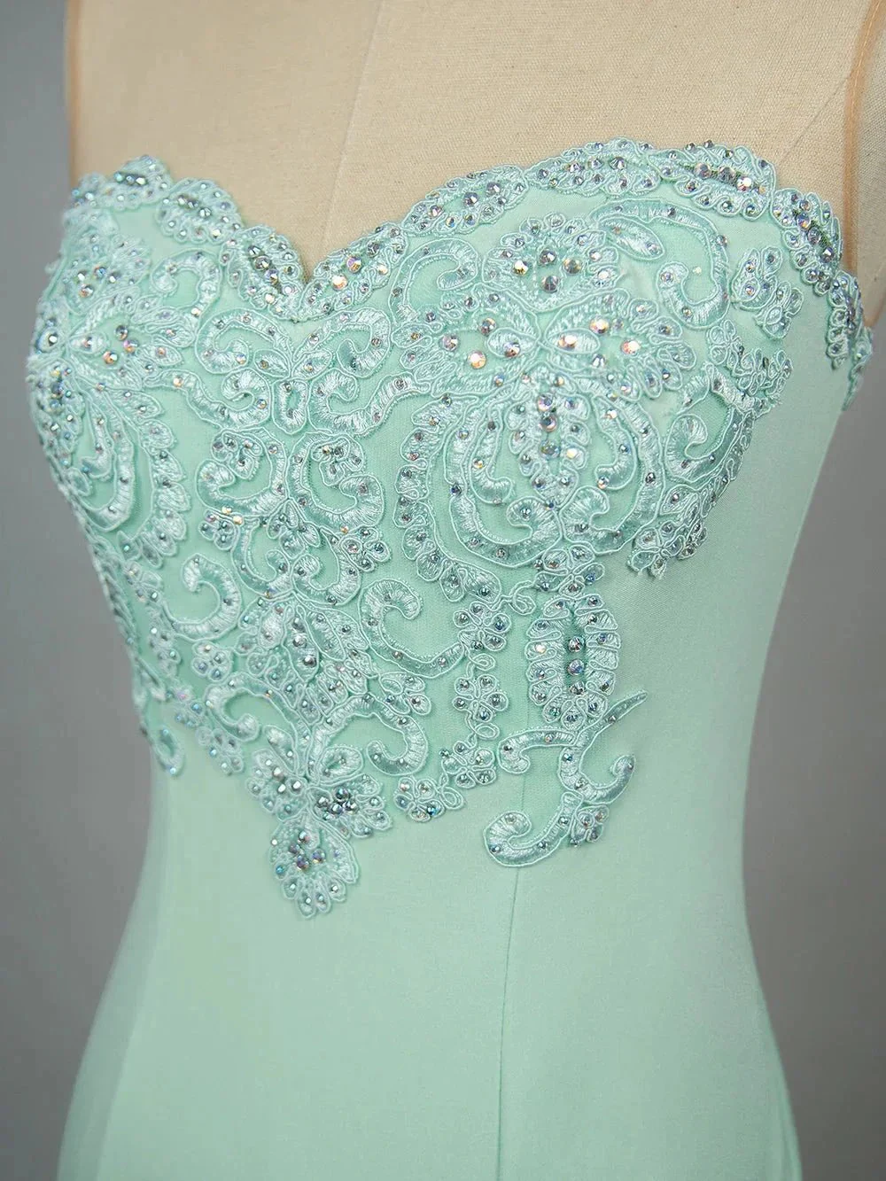 Sweetheart Floral Lace Tulle Mermaid Long Prom dress - Image 3