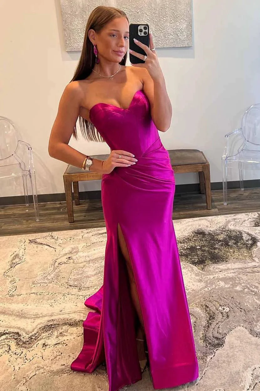 Sunnderly Abby |Mermaid Sweetheart Satain Prom Dress with Slit - Image 2