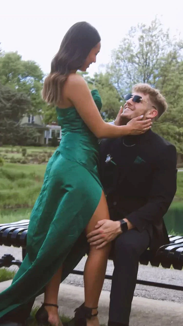 Sweetheart Green Satin Long Prom Dress,Charming Evening Dress Y1735 - Image 3