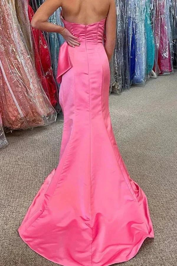 Sweetheart Hot Pink Sheath Long Prom Dress with Bow PSK540 - Image 5