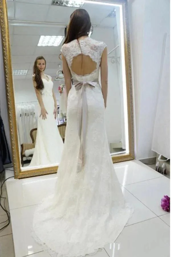 Sweetheart Lace Appliques Sashes Mermaid Wedding Dress WD147 - Image 2