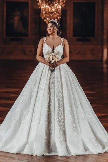 Sweetheart Luxury Ball Gown Stain Wedding Dress with Appliques - Image 8