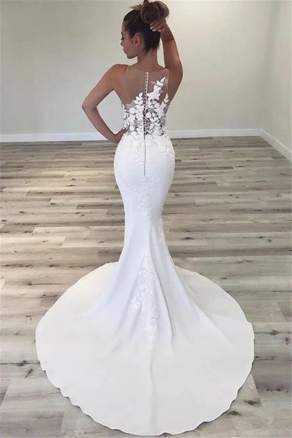 Sleeveless Sheer Tulle Wedding Dress Mermaid Beautiful Dresses for Weddings - Image 2