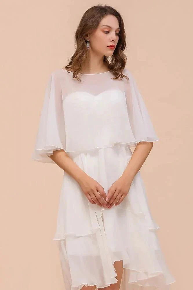 Sweetheart Mini Chiffon Dress with Wraps Simple Beach Bridesmaid Dress for Bride - Image 2