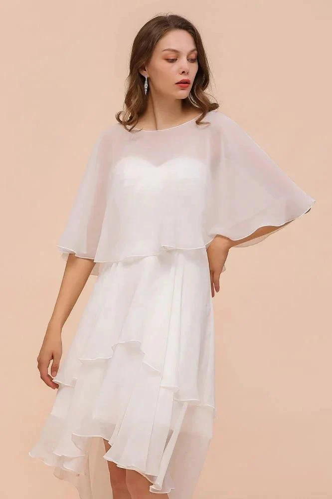 Sweetheart Mini Chiffon Dress with Wraps Simple Beach Bridesmaid Dress for Bride - Image 4