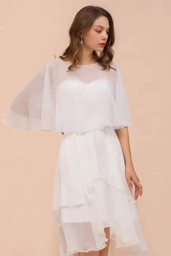 Sweetheart Mini Chiffon Dress with Wraps Simple Beach Bridesmaid Dress for Bride - Image 5