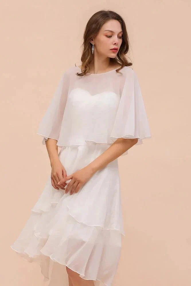 Sweetheart Mini Chiffon Dress with Wraps Simple Beach Bridesmaid Dress for Bride - Image 7