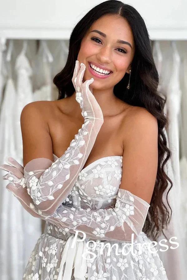Sweetheart Neck A Line Delicated Lace Wedding Dress Boho Wedding Dress WD632 - Image 3
