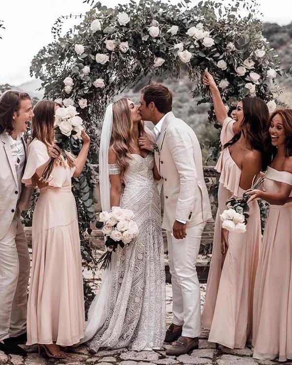 Sweetheart Neck Lace Beach Ivory Rustic Boho Wedding Dresses MW267 - Image 7