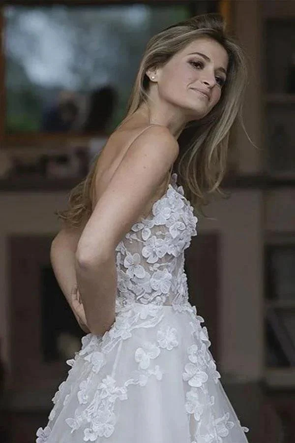 Sweetheart Neck Tulle Wedding Dresses Appliqued Wedding Gowns   WD327 - Image 3